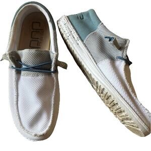 Hey Dude Wally Sox Color Block Shoes Mens Size 10 Coastal Nautical White Grey